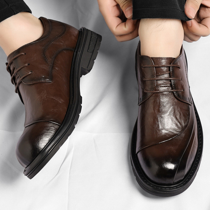 Men'S Formal Wear - Sapatos de Couro Genuíno Marrom Envelhecido