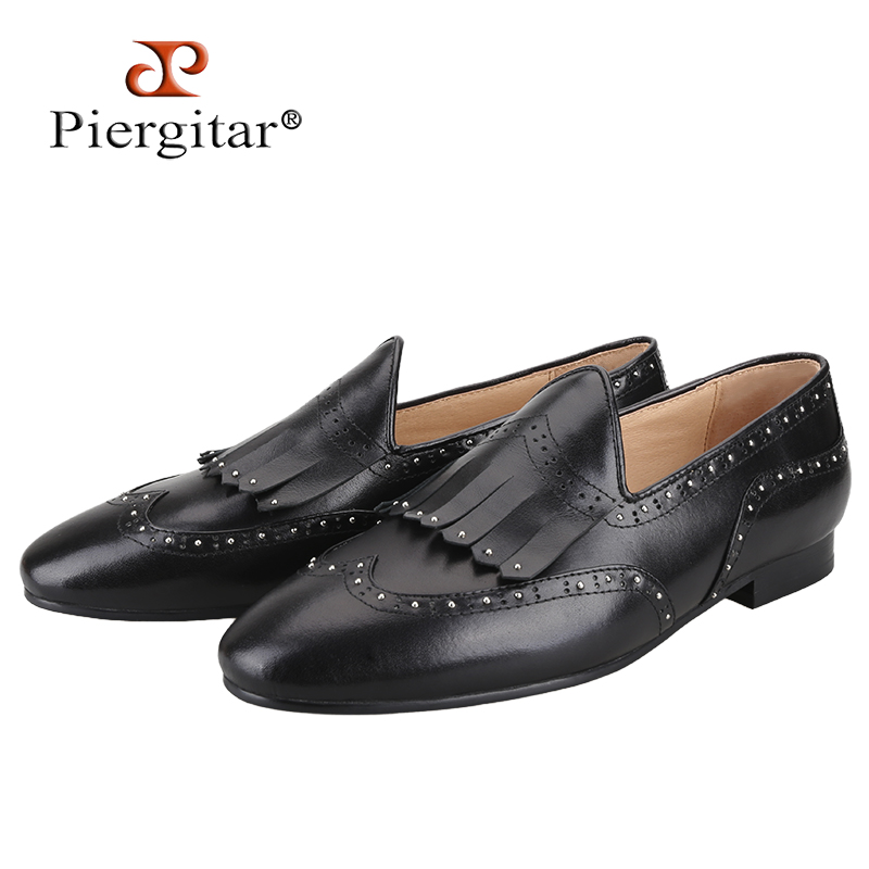 Men'S Formal Wear Slippers - Piergitar-Mocassins belgas de bezerro preto, pequenos
