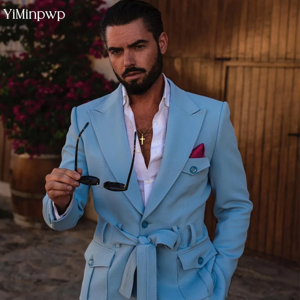 Céu azul ternos masculinos 2 p - Men'S Holiday Formal Wear avaliação e preço