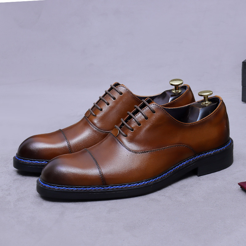 Sapatos Oxford de Couro Genuín - Formal Men Daily Wear Footwear avaliação e preço